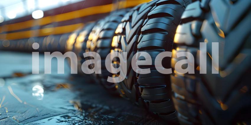 Row of tires background background - Ai Generated