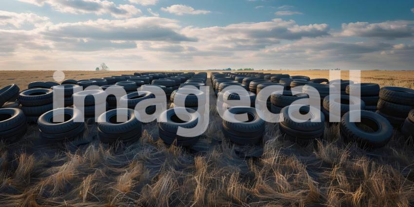 Row of tires background background - Ai Generated
