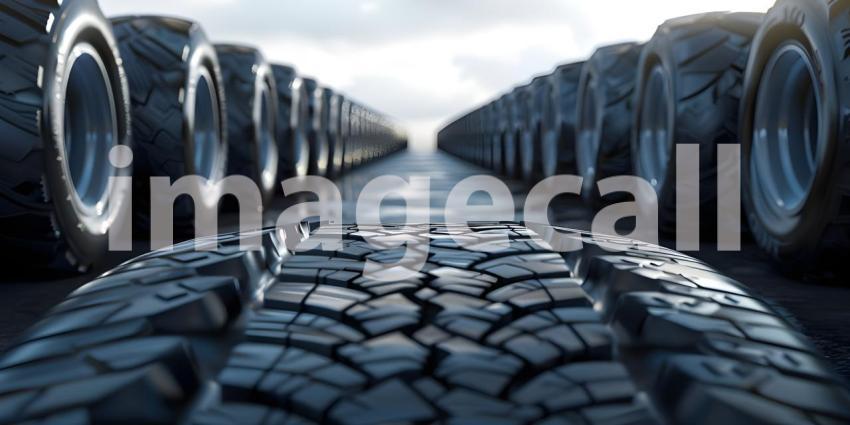 Row of tires background background - Ai Generated