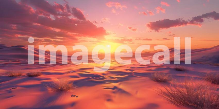 Sand dunes system on beach at sunrise background - Ai Generated