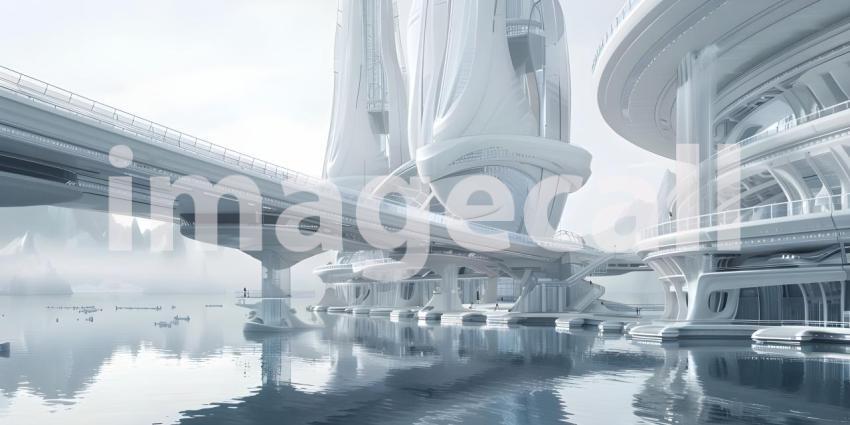 Sci-fi futuristic architecture style building structure background - Ai Generated
