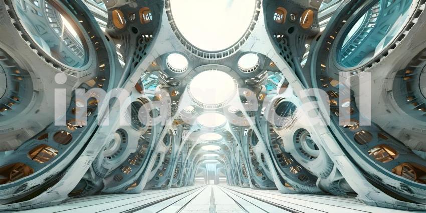 Sci-fi futuristic architecture style building structure background - Ai Generated