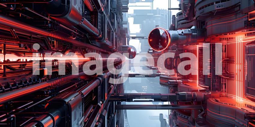 Sci-fi futuristic architecture style building structure background - Ai Generated