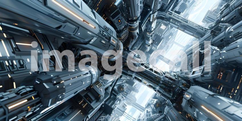 Sci-fi futuristic architecture style building structure background - Ai Generated