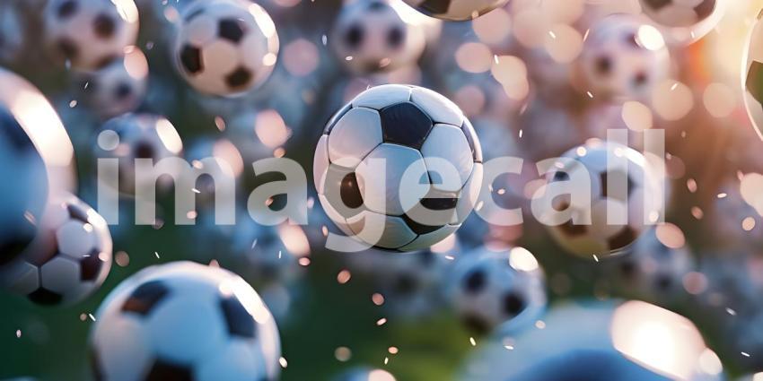 Soccer balls background sports background - Ai Generated