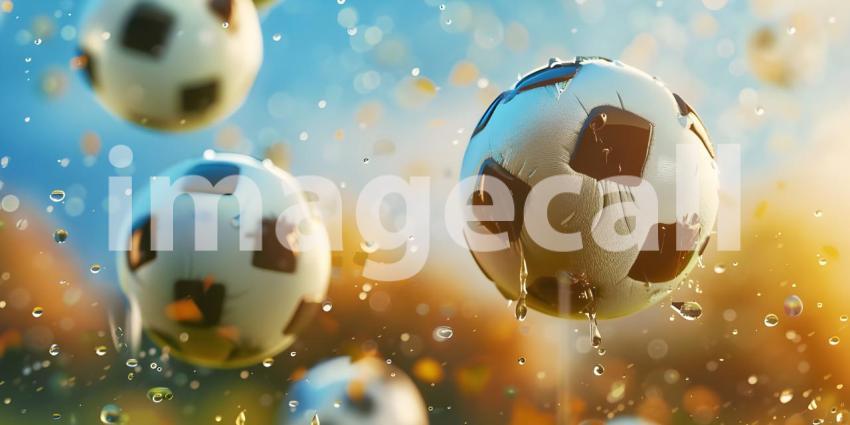 Soccer balls background sports background - Ai Generated