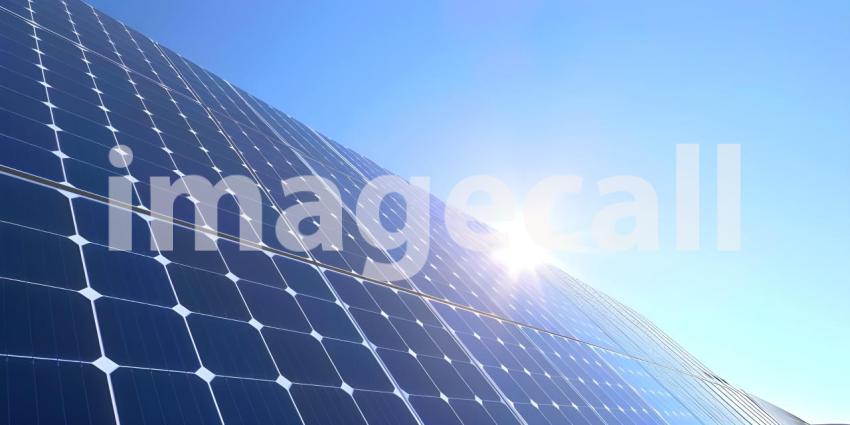 Solar Panels in the Sunny day background - Ai Generated