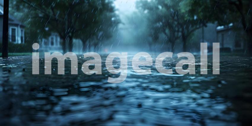 Storm with heavy rainfall caused a major flooding background - Ai Generated