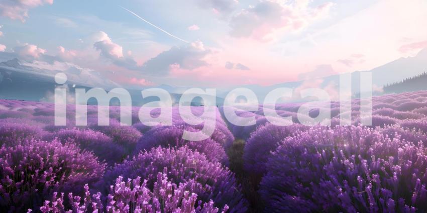 Stunning lavender field landscape background - Ai Generated