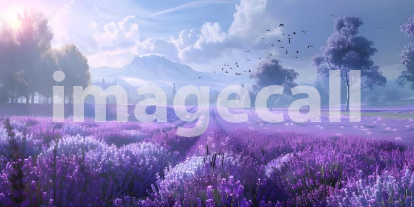 Stunning lavender field landscape background - Ai Generated