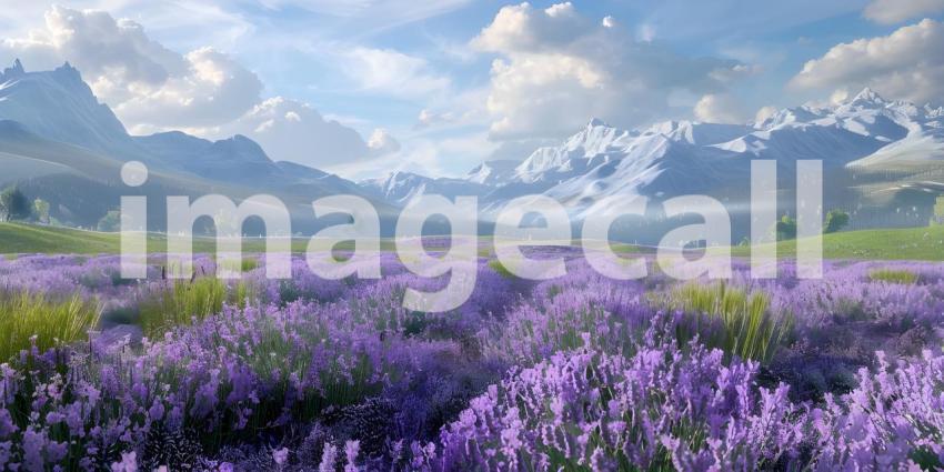 Stunning lavender field landscape background - Ai Generated