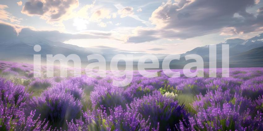Stunning lavender field landscape background - Ai Generated
