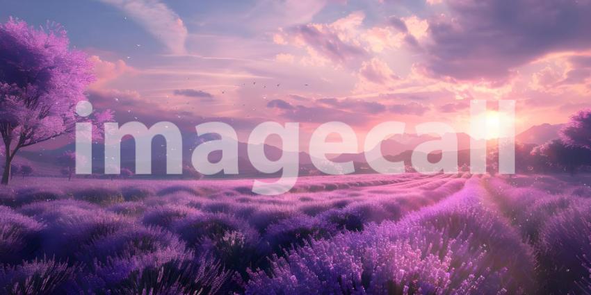 Stunning lavender field landscape background - Ai Generated