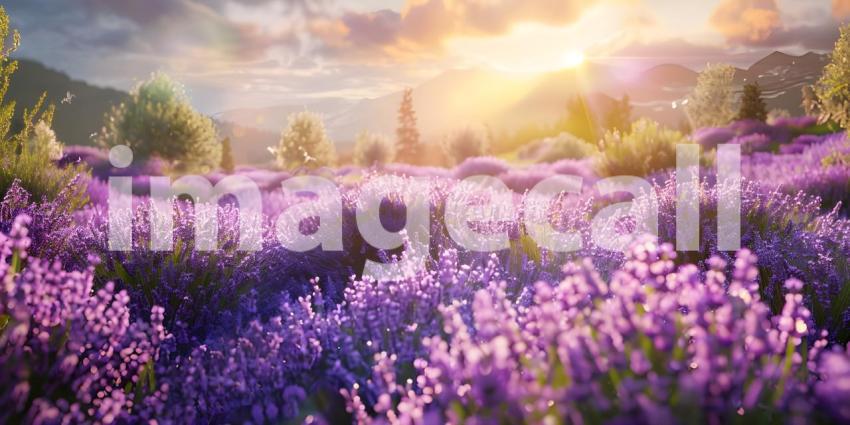 Stunning lavender field landscape background - Ai Generated