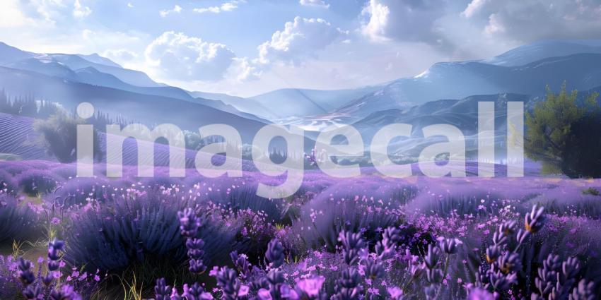 Stunning lavender field landscape background - Ai Generated