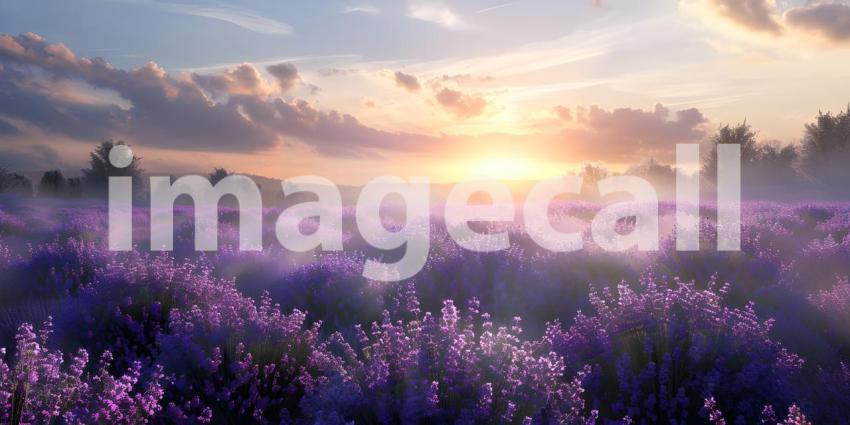Stunning lavender field landscape background - Ai Generated