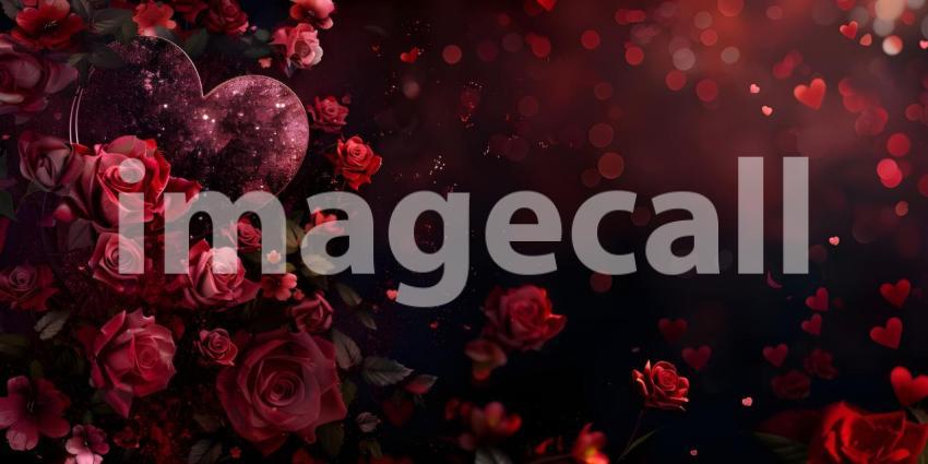 Valentines Day background with heart and roses - Ai Generated