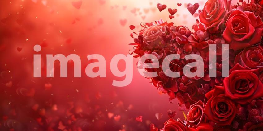 Valentines Day background with heart and roses - Ai Generated