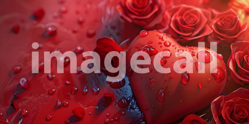 Valentines Day background with heart and roses - Ai Generated