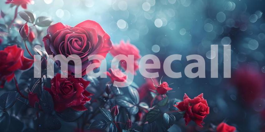 Valentines Day background with heart and roses - Ai Generated