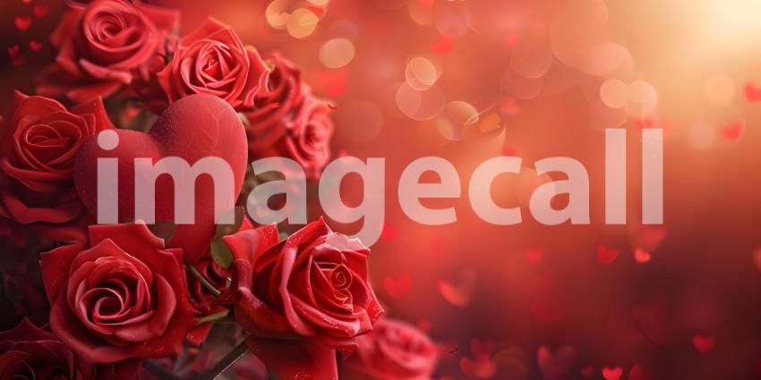 Valentines Day background with heart and roses - Ai Generated