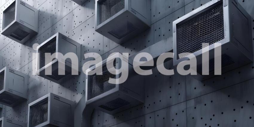 Ventilation systems in modern architecture building background - Ai Generated