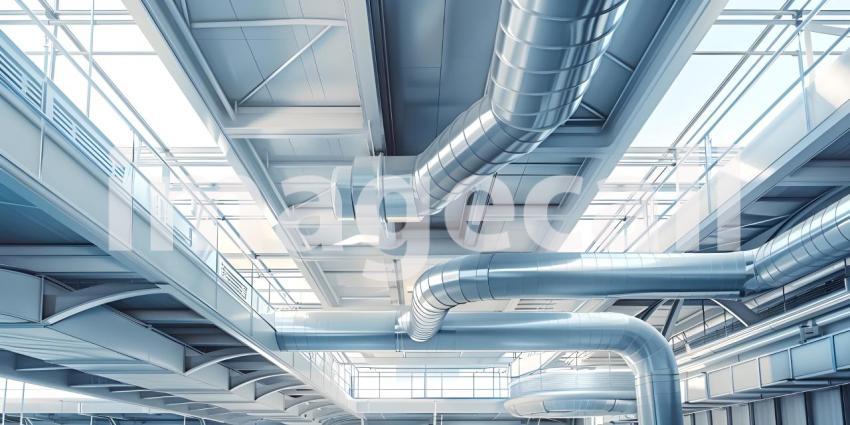 Ventilation systems in modern architecture building background - Ai Generated