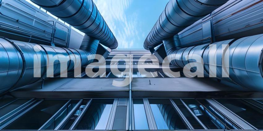 Ventilation systems in modern architecture building background - Ai Generated