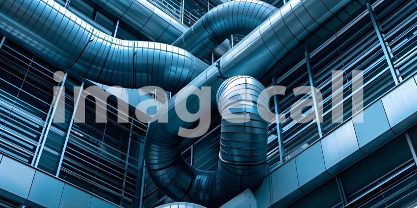 Ventilation systems in modern architecture building background - Ai Generated