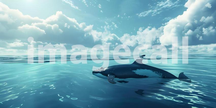 Whale pacific Ocean background - Ai Generated