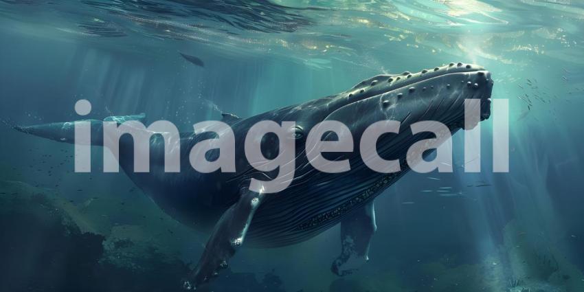 Whale pacific Ocean background - Ai Generated