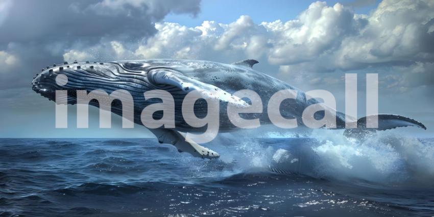 Whale pacific Ocean background - Ai Generated
