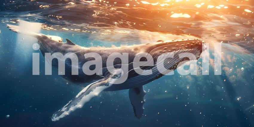 Whale pacific Ocean background - Ai Generated