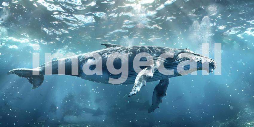 Whale pacific Ocean background - Ai Generated