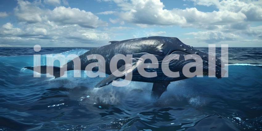 Whale pacific Ocean background - Ai Generated