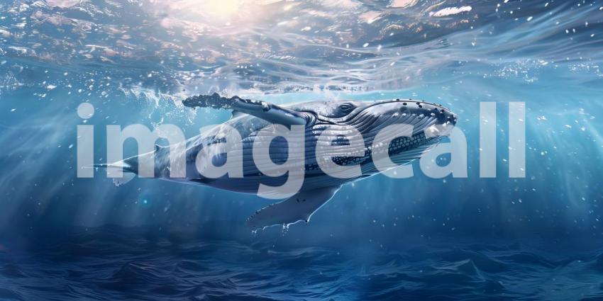 Whale pacific Ocean background - Ai Generated