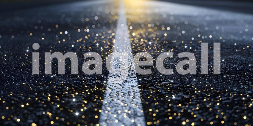 Black asphalt road with white dividing lines background - Ai Generated