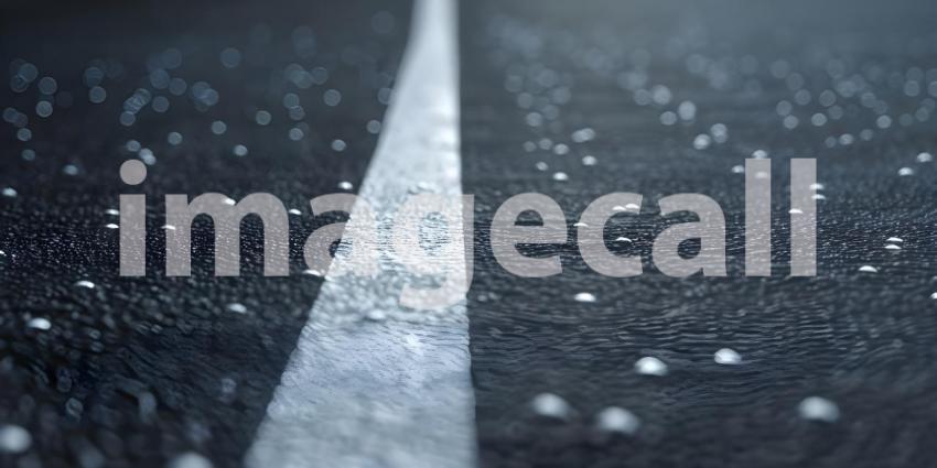 Black asphalt road with white dividing lines background - Ai Generated