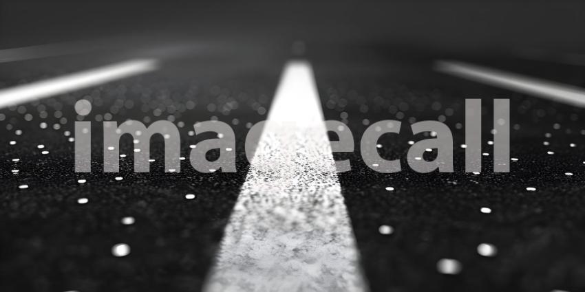 Black asphalt road with white dividing lines background - Ai Generated