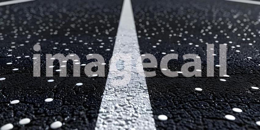 Black asphalt road with white dividing lines background - Ai Generated