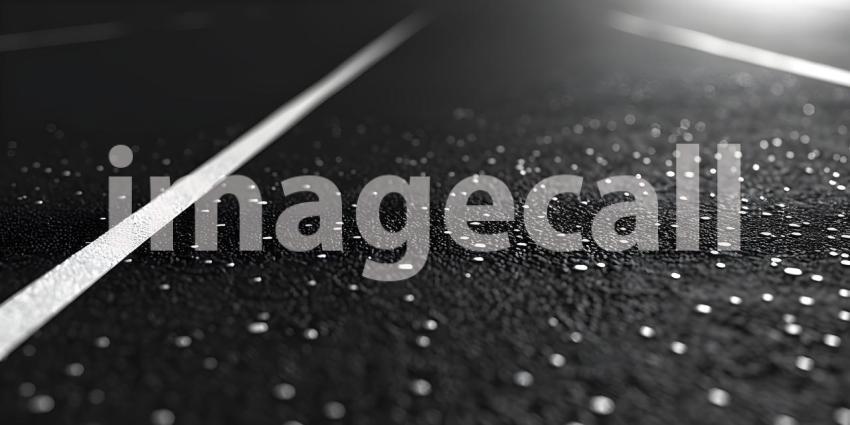 Black asphalt road with white dividing lines background - Ai Generated