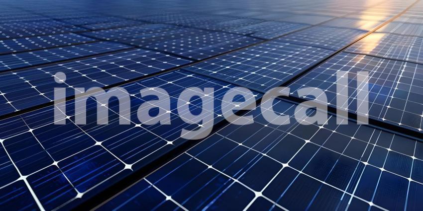 Solar Panels in the Sunny day background - Ai Generated