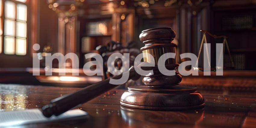Wooden gavel and judge working background - Ai Generated
