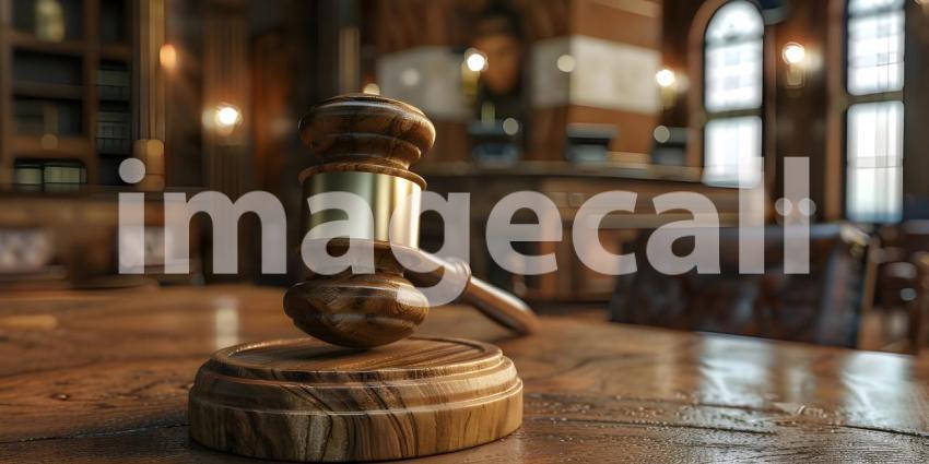 Wooden gavel and judge working background - Ai Generated