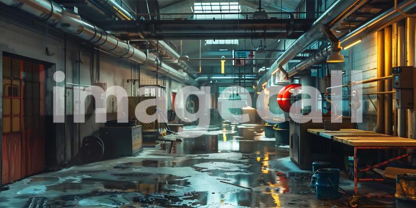 Bright Chicken Processing Plant background - Ai Generated