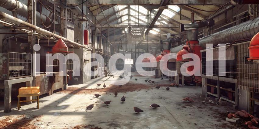 Bright Chicken Processing Plant background - Ai Generated