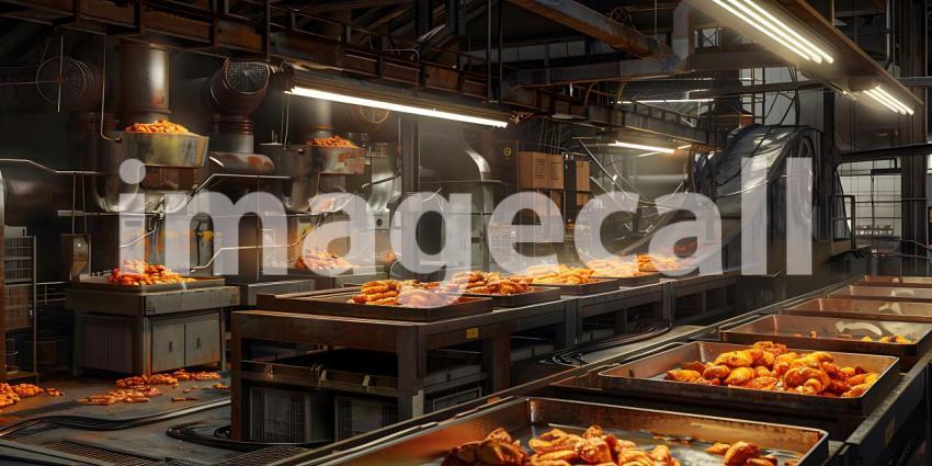 Bright Chicken Processing Plant background - Ai Generated