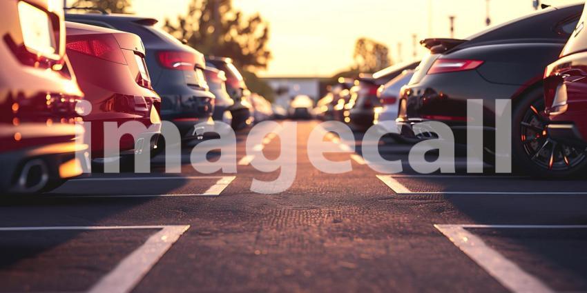 Cars parked at outdoor parking lot background - Ai Generated