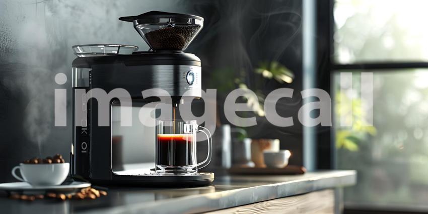 Coffee maker making coffee background - Ai Generated