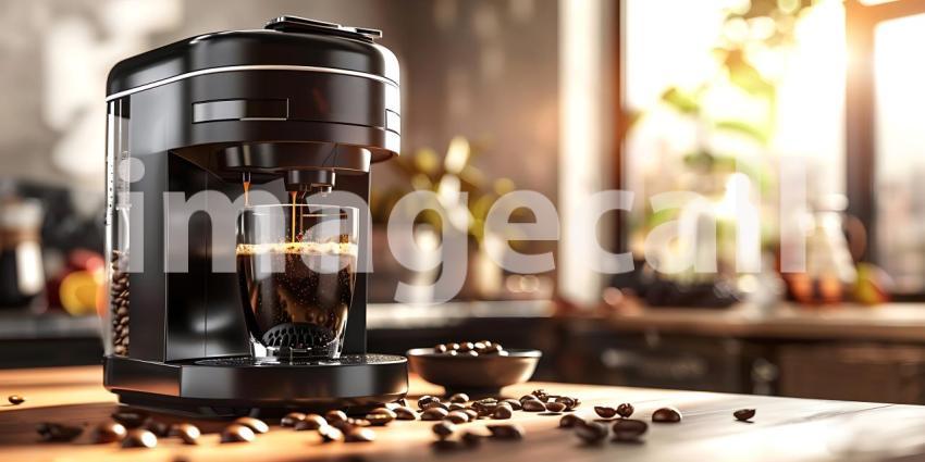 Coffee maker making coffee background - Ai Generated